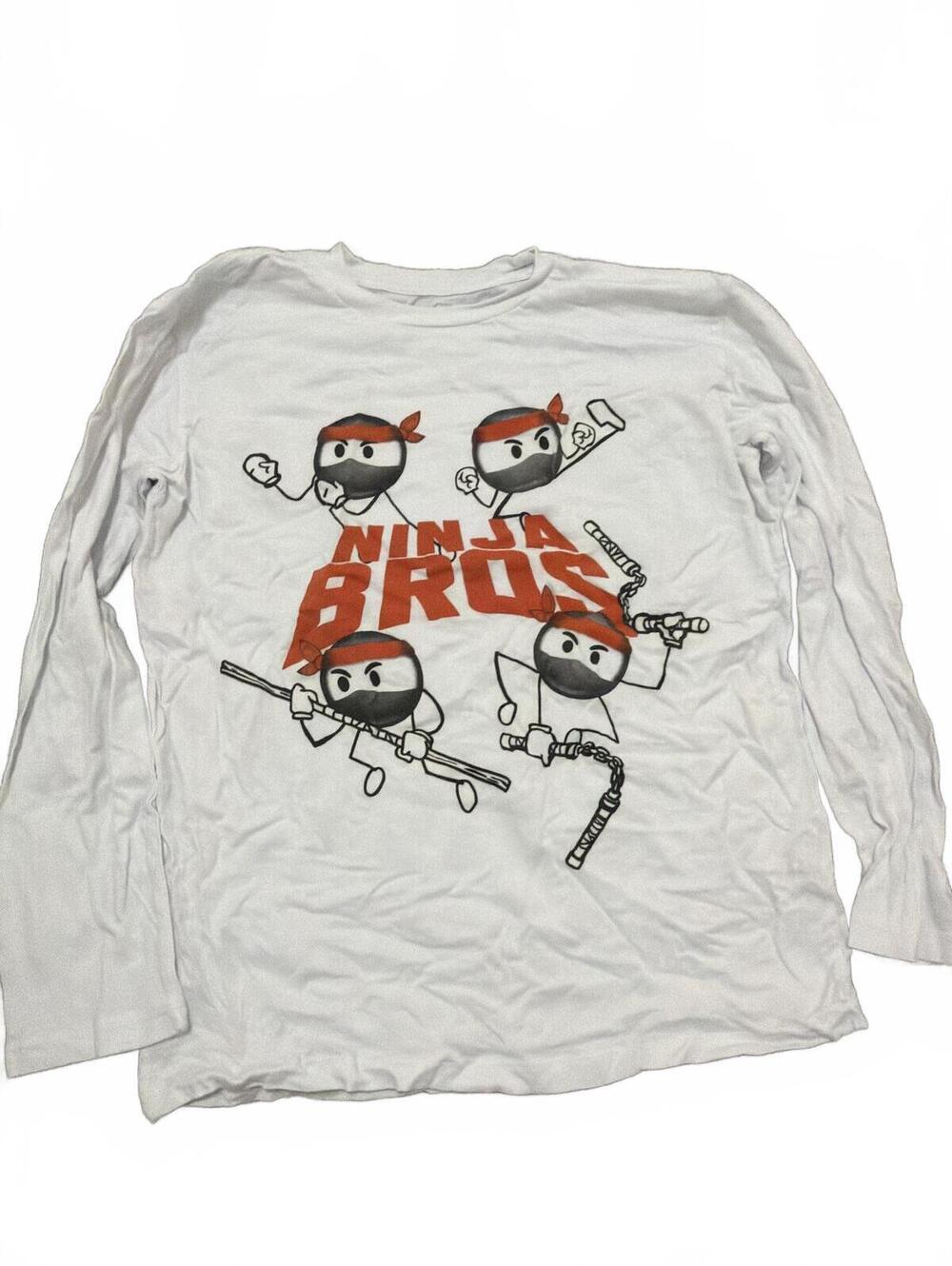 Children's Place Ninja Bros White Long Sleeve Shirt XL